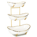 White Ceramic 3 Tier Fruit Bowl with Metal Stand R512