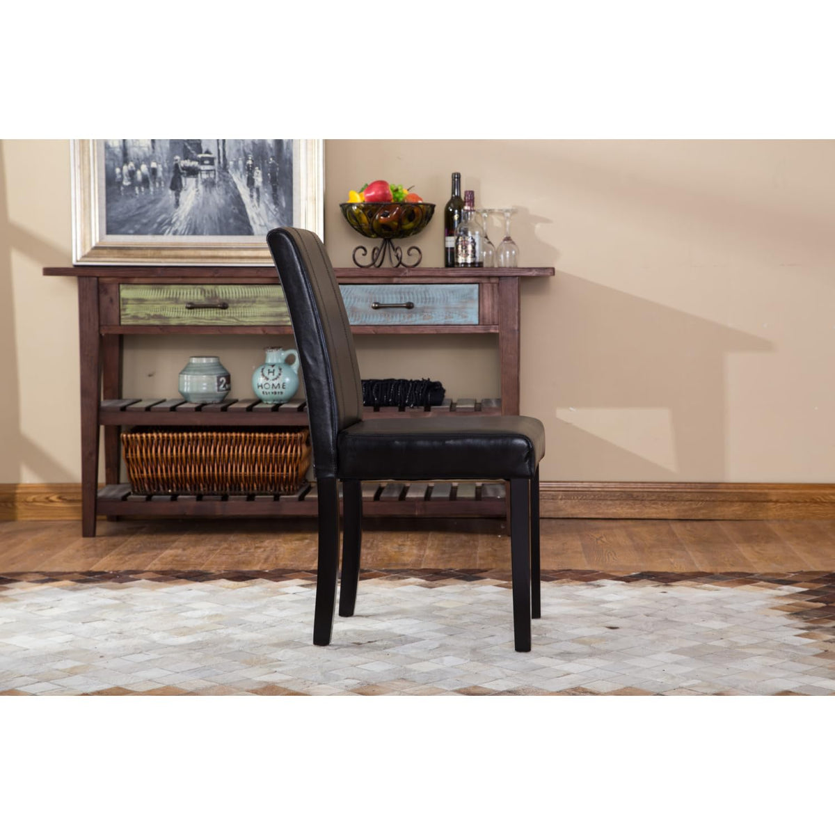 Black Faux Leather Parson Chair Set of 2 R344382