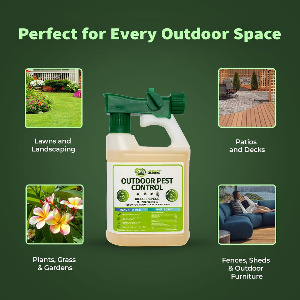 Outdoor Pest Spray with Hose End Sprayer 32 OZ Mint Y8266