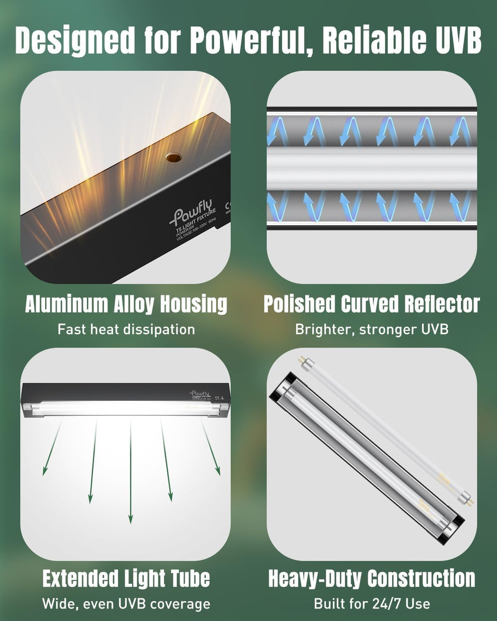T5 Reptile Light Combo Kit with 2 UVB Tubes, 10.0 UVB Light Fixture, 12 inch K5058