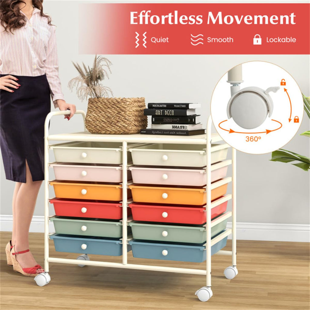 12 Drawer Rolling Storage Cart with Wheels K92725