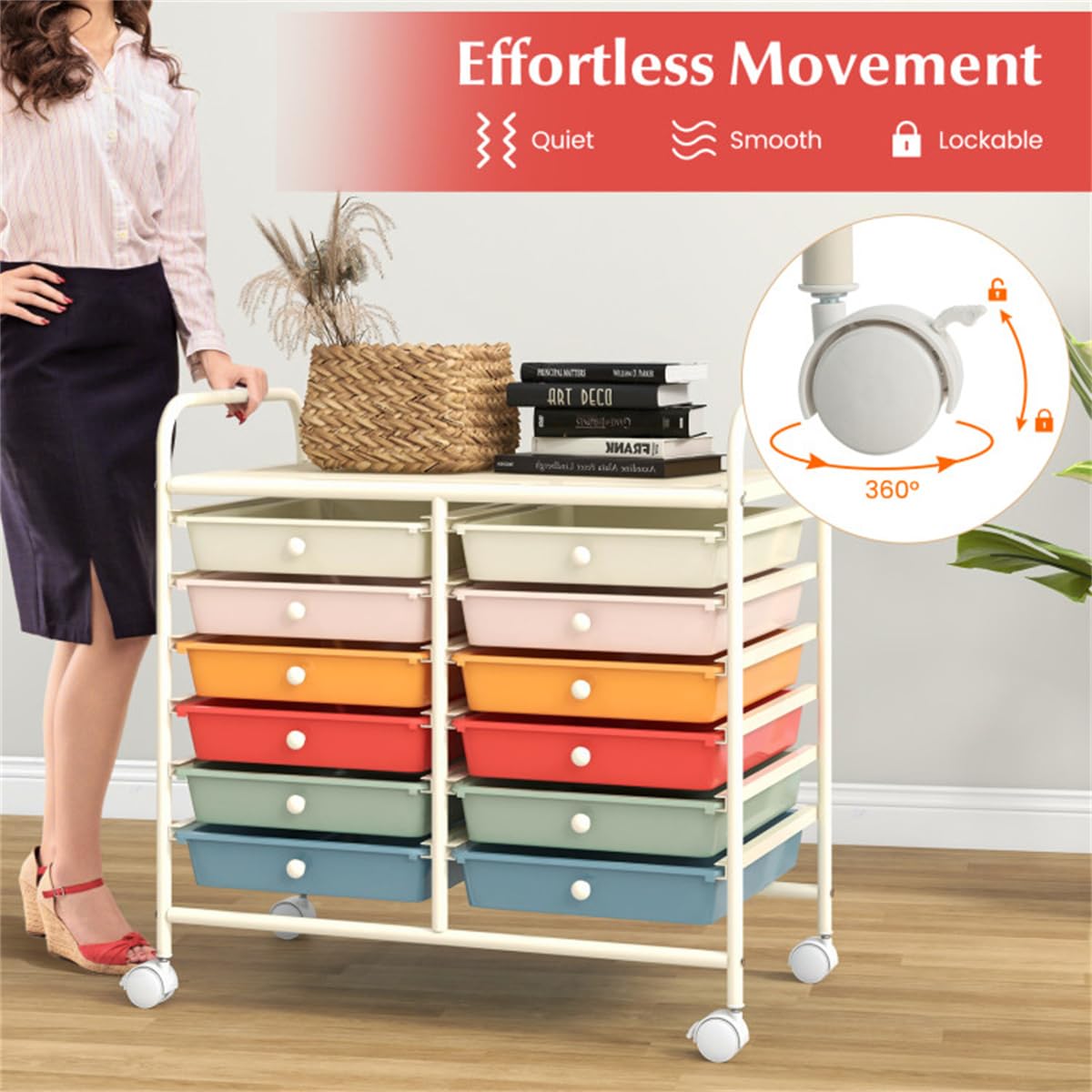 12 Drawer Rolling Storage Cart with Wheels K92725