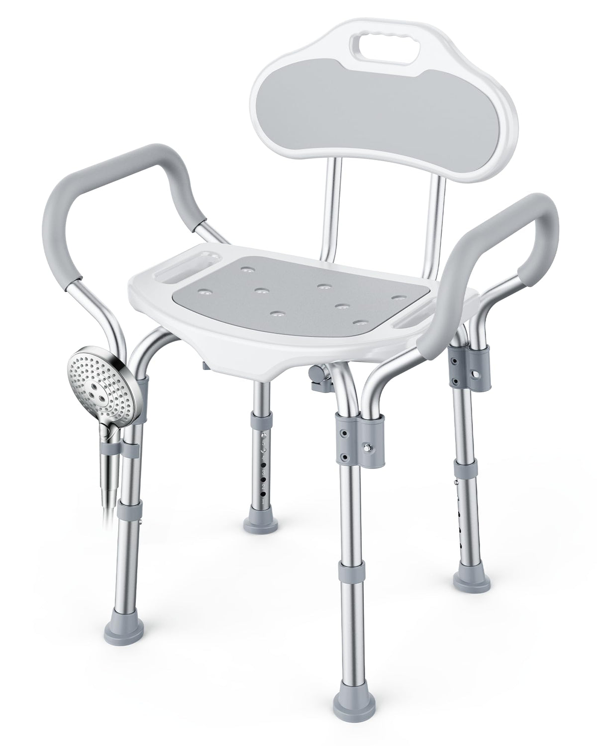 Adjustable Grey Shower Chair with Suction Feet U51674