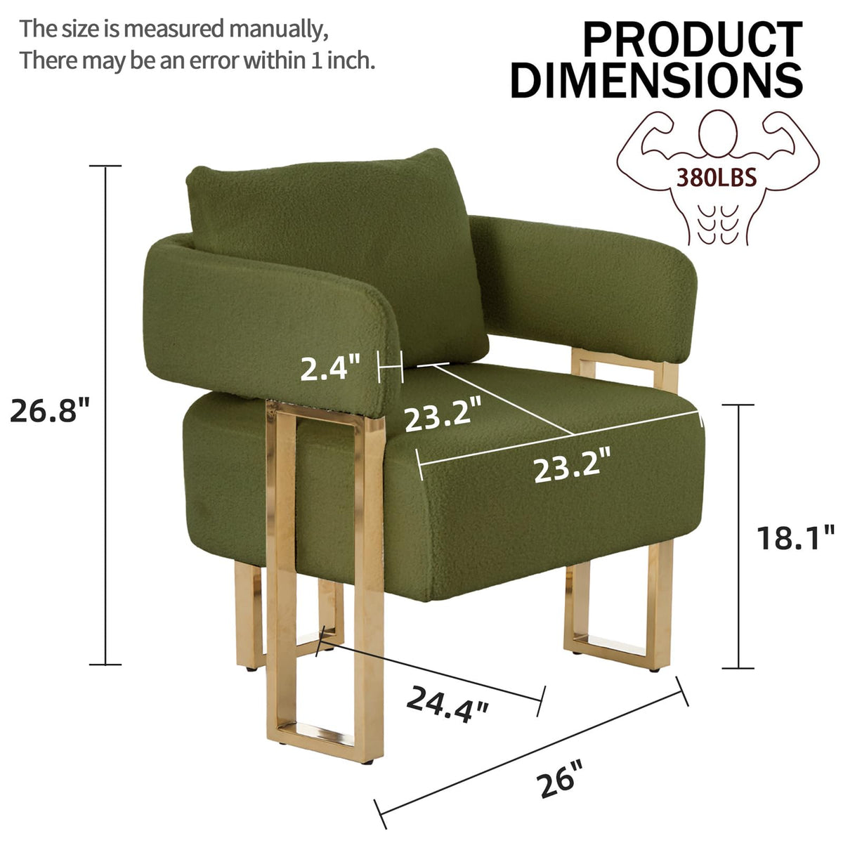 Velvet Upholstered Accent Chairs Set of 2 with Golden Metal Legs L880571