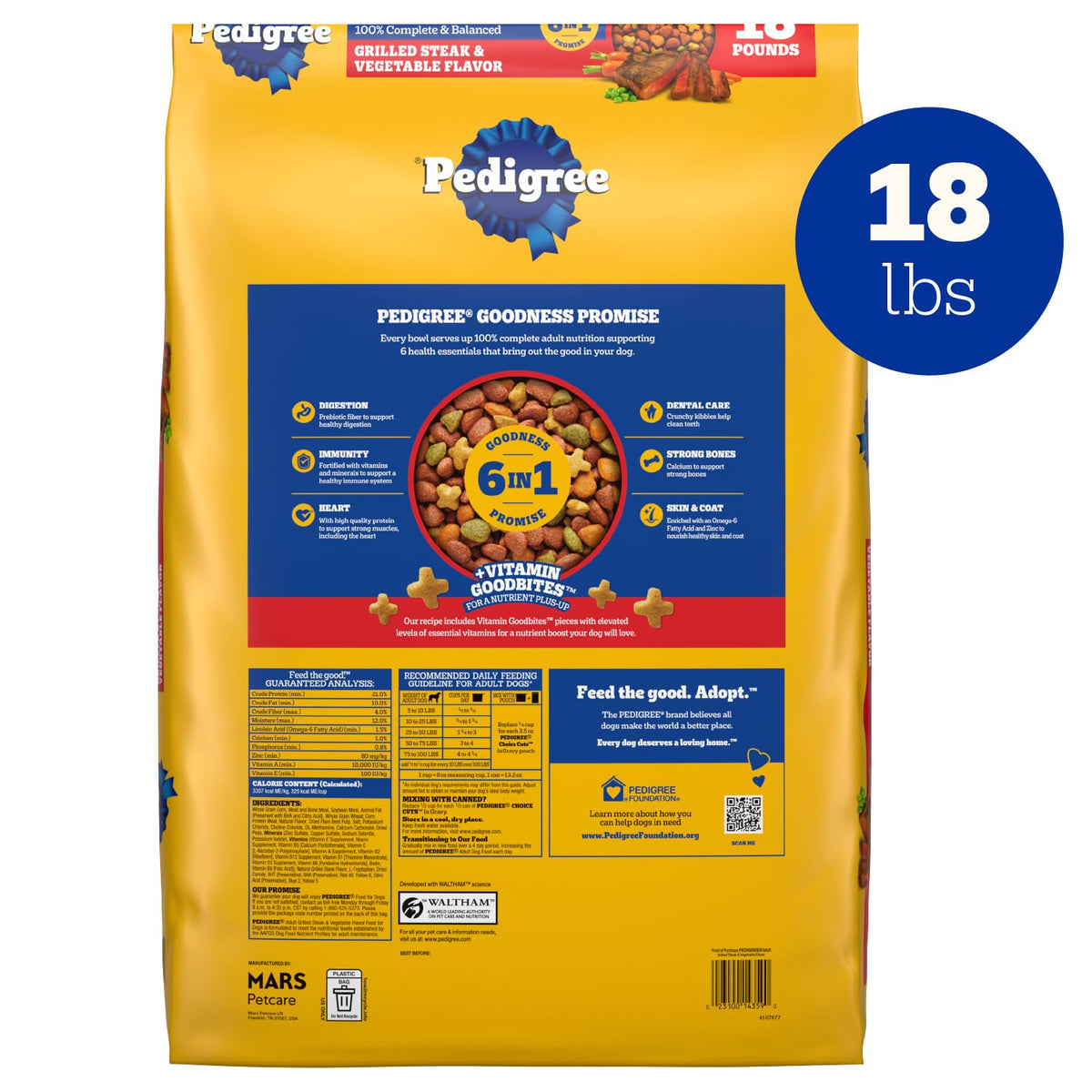 Adult Complete Nutrition Dry Dog Food Steak & Vegetable 18 lb M630