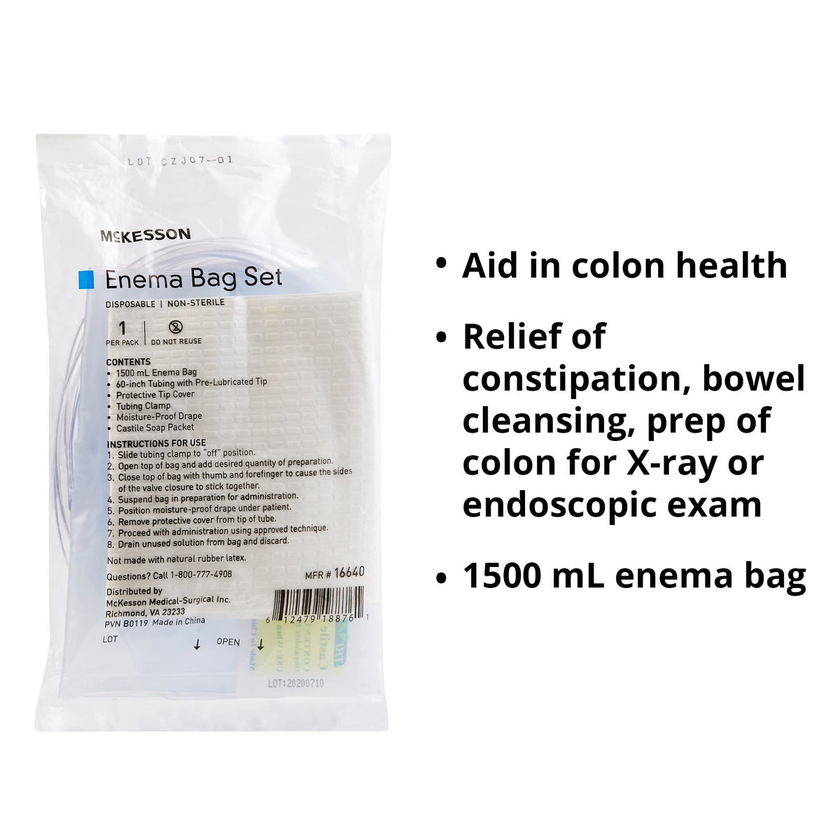 Non-Sterile Single Use Disposable Enema Bag Set 50 Count N1014