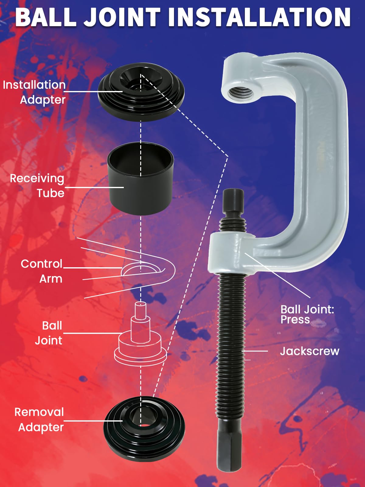 10 pcs Ball Joint Press & U Joint Removal Tool Kit with 4 * 4 Adapters Z4857