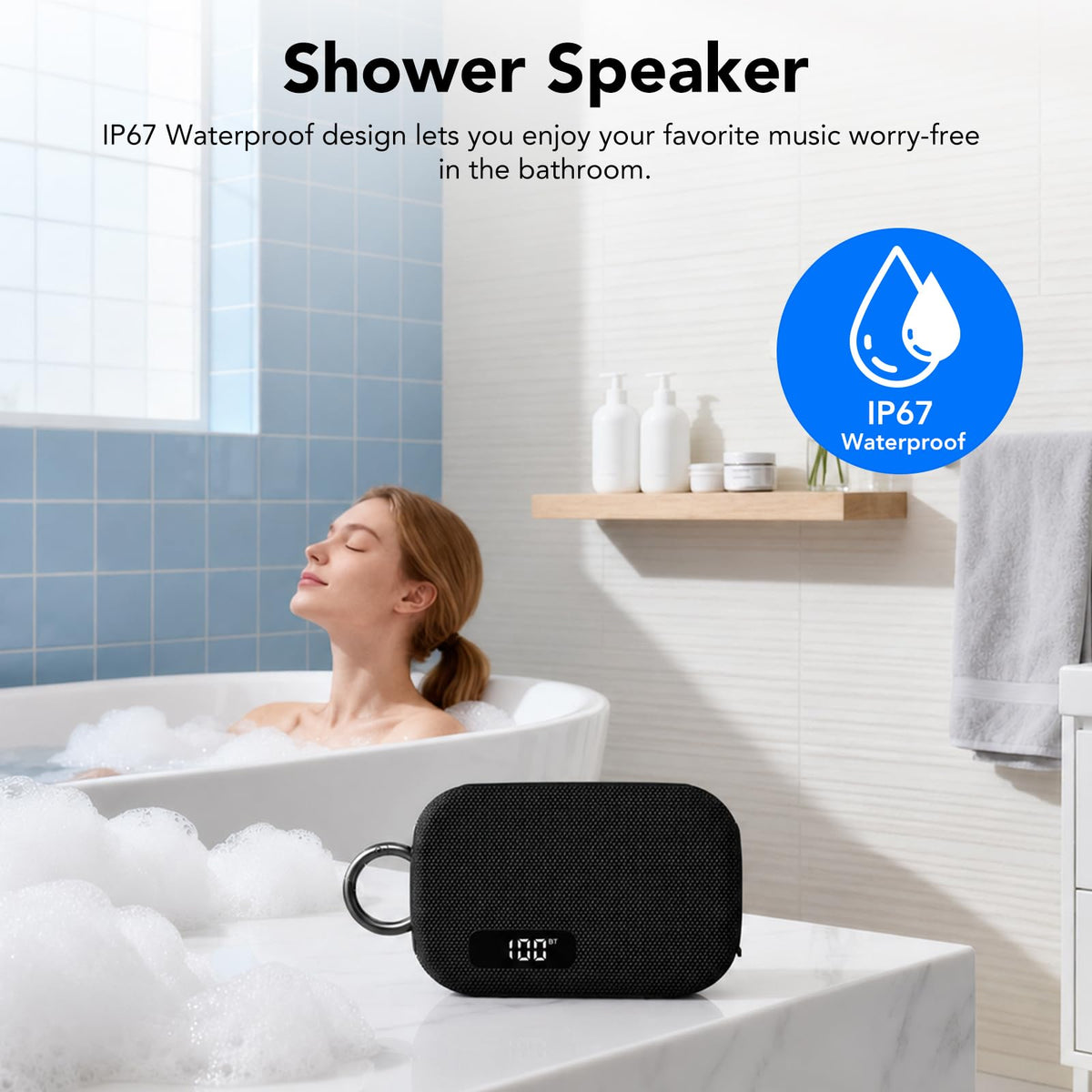 Portable IP67 Waterproof Bluetooth Speaker with Digital Battery Display Y4994