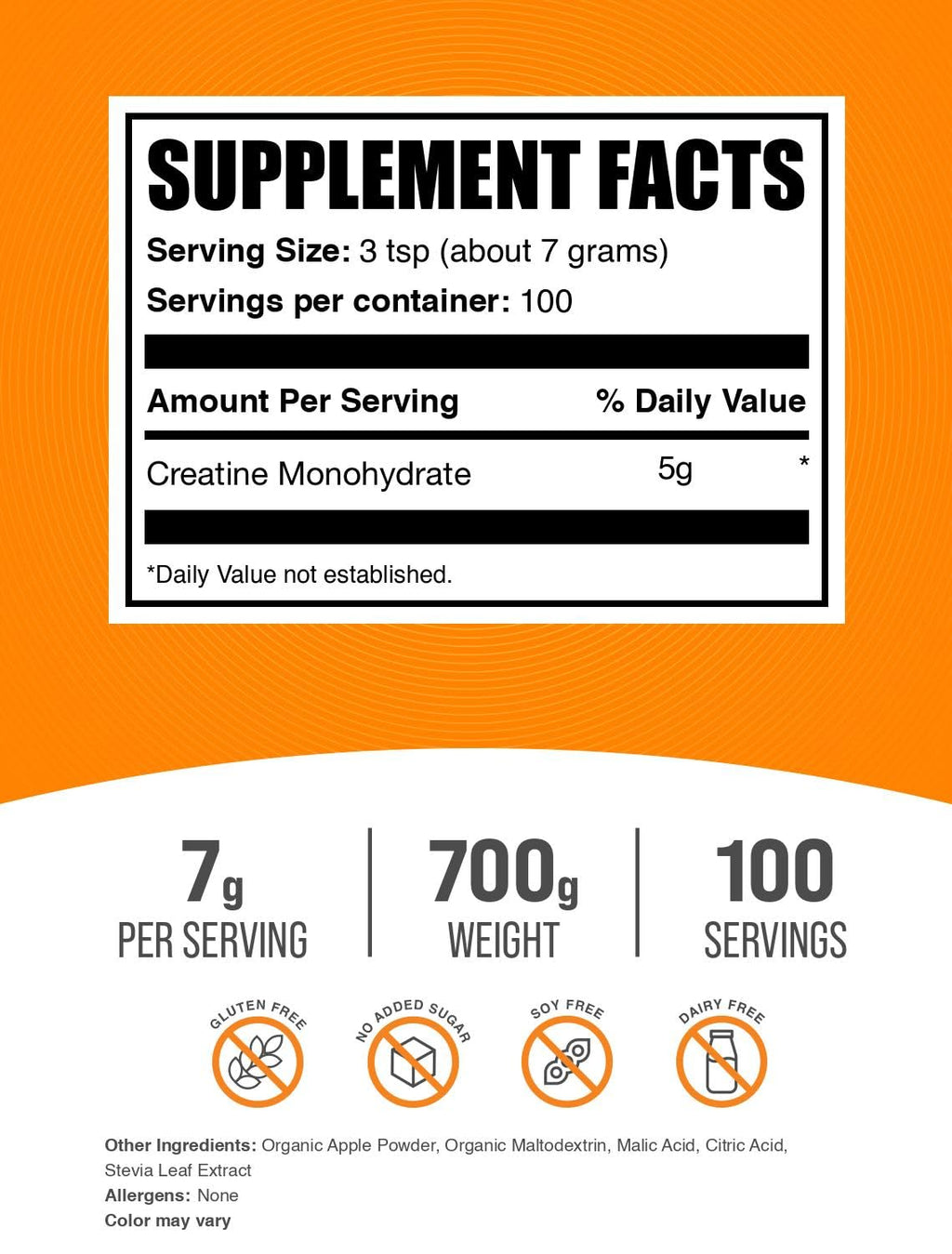 Micronized Creatine Monohydrate Powder, Sour Green Apple, 700g W870