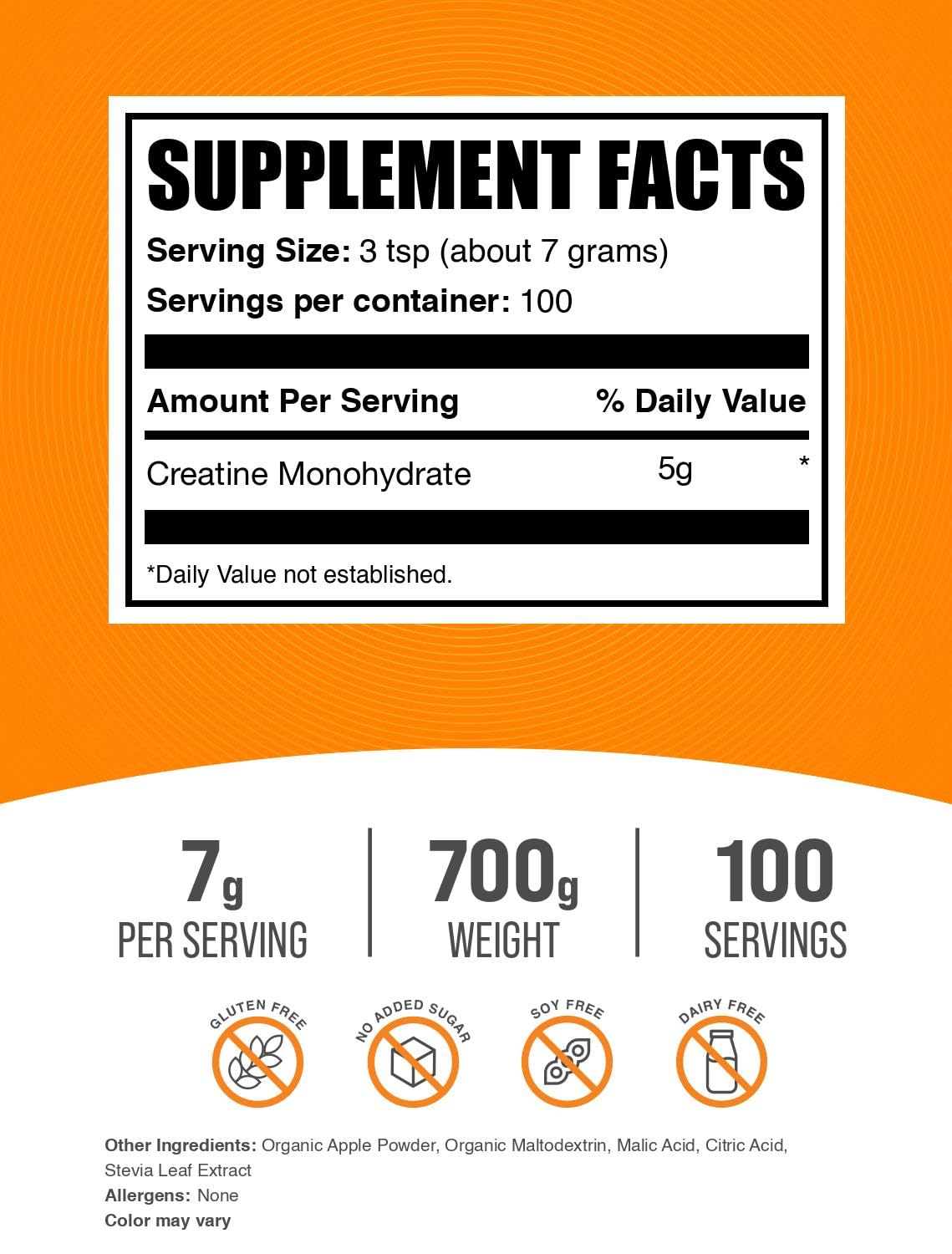 Micronized Creatine Monohydrate Powder, Sour Green Apple, 700g W870