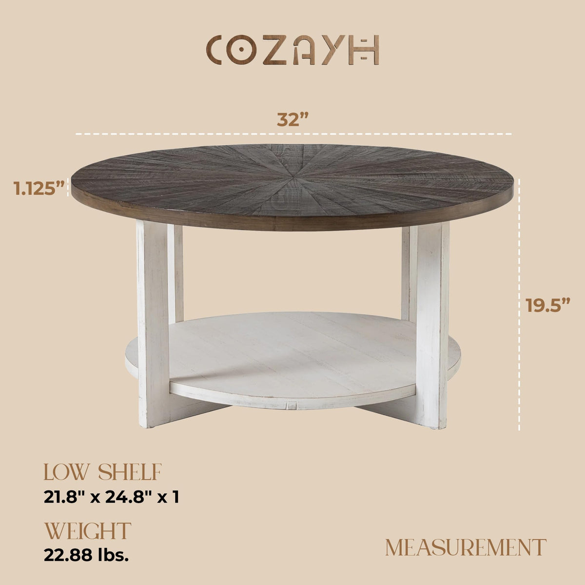 Round Farmhouse Coffee Table H91871