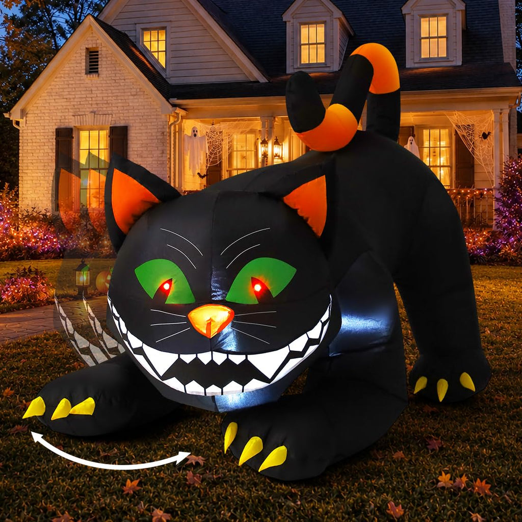6 FT Halloween Inflatables Black Cat with Moving Head and Built-in LEDs K18818