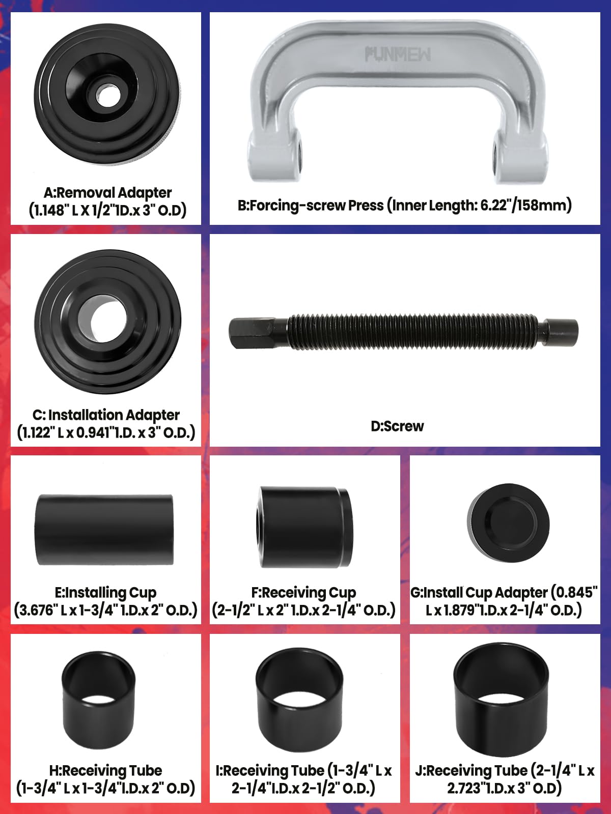 10 pcs Ball Joint Press & U Joint Removal Tool Kit with 4 * 4 Adapters Z4857