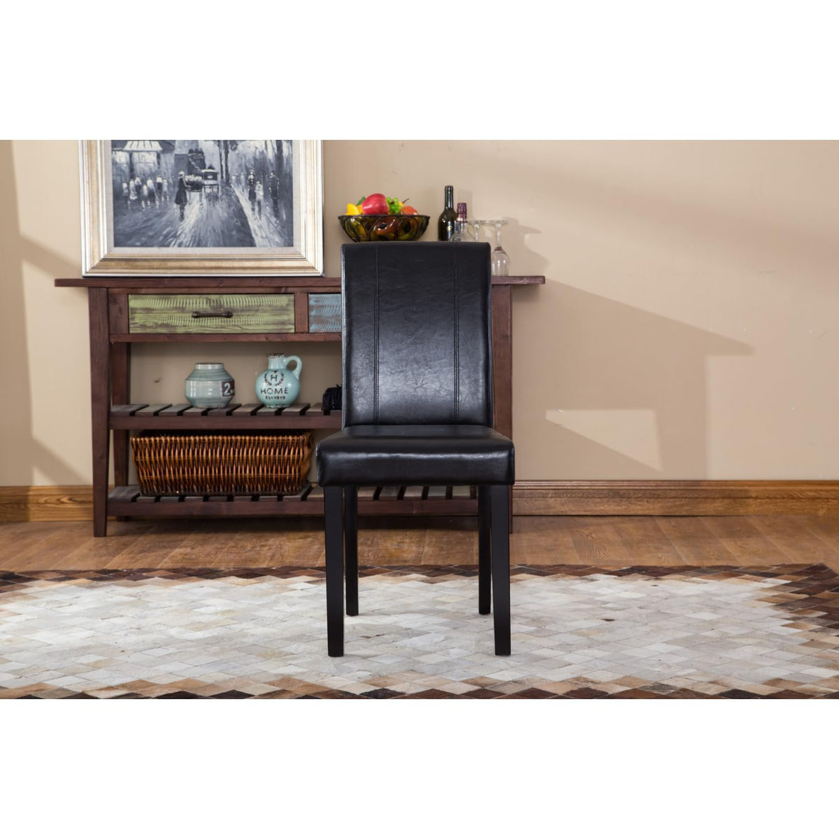 Black Faux Leather Parson Chair Set of 2 R344382