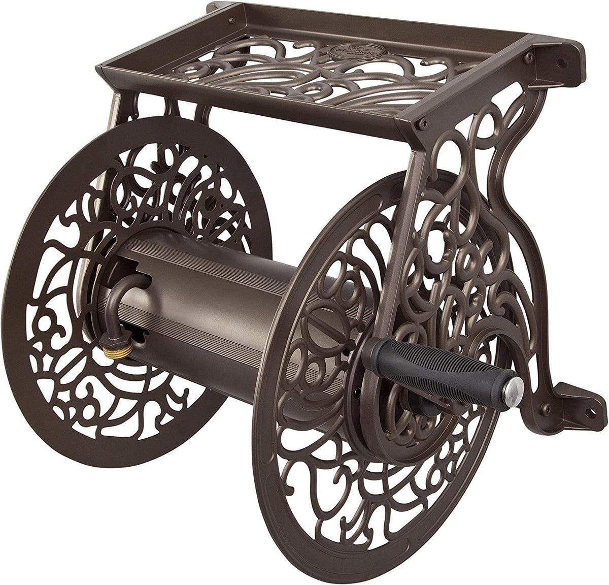Cast Aluminum Wall Mount Hose Reel, Holds 125-Feet of 5/8-Inch Hose - Bronze N97883