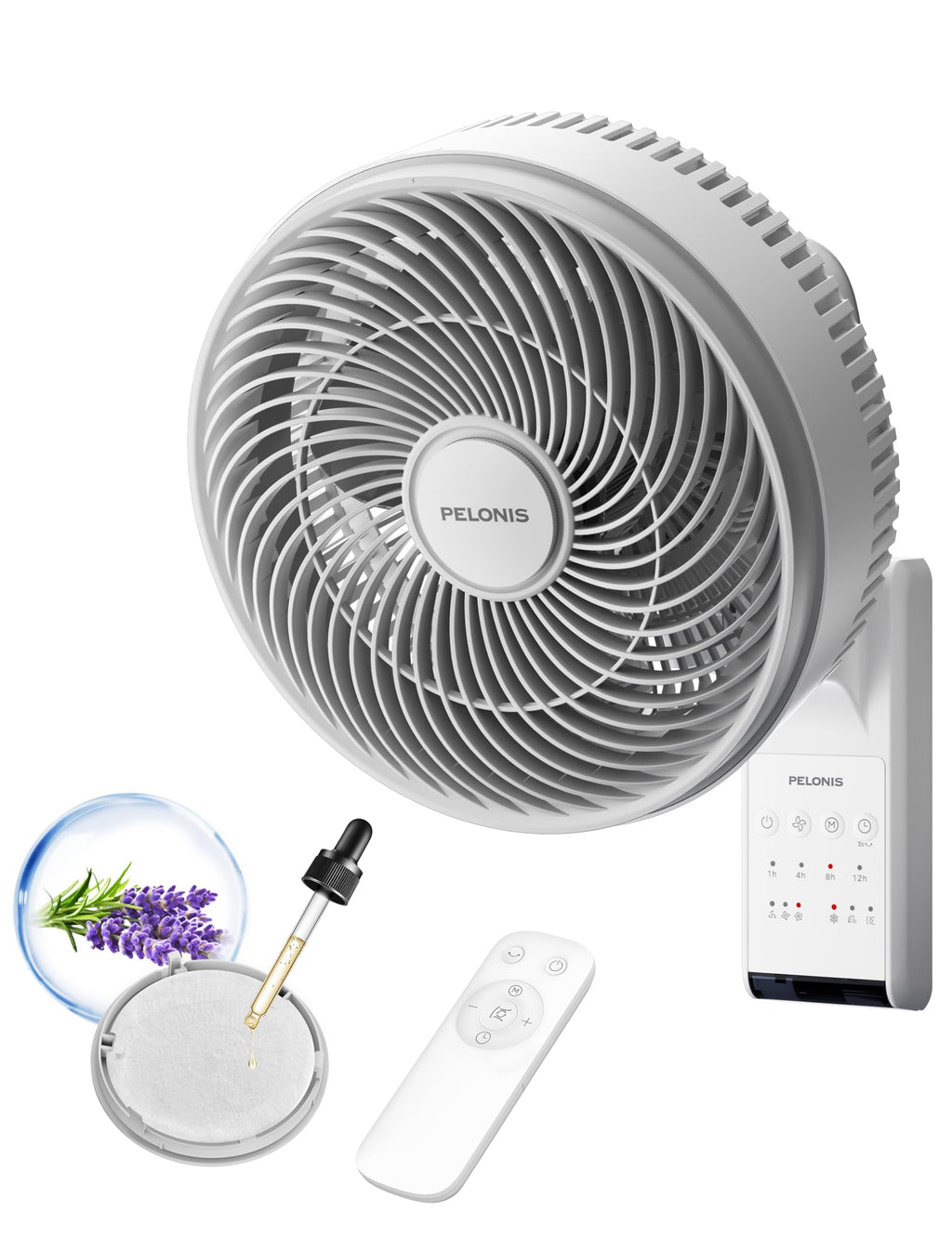12 inch Indoor Oscillating Wall Mount Fan with Remote, White D12856