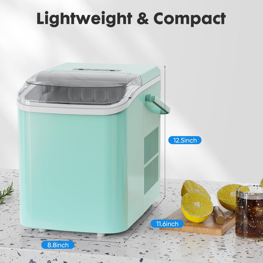 Countertop Ice Maker Machine with Handle, Self-Cleaning, 2 Sizes Bullet Ice, Black G3553