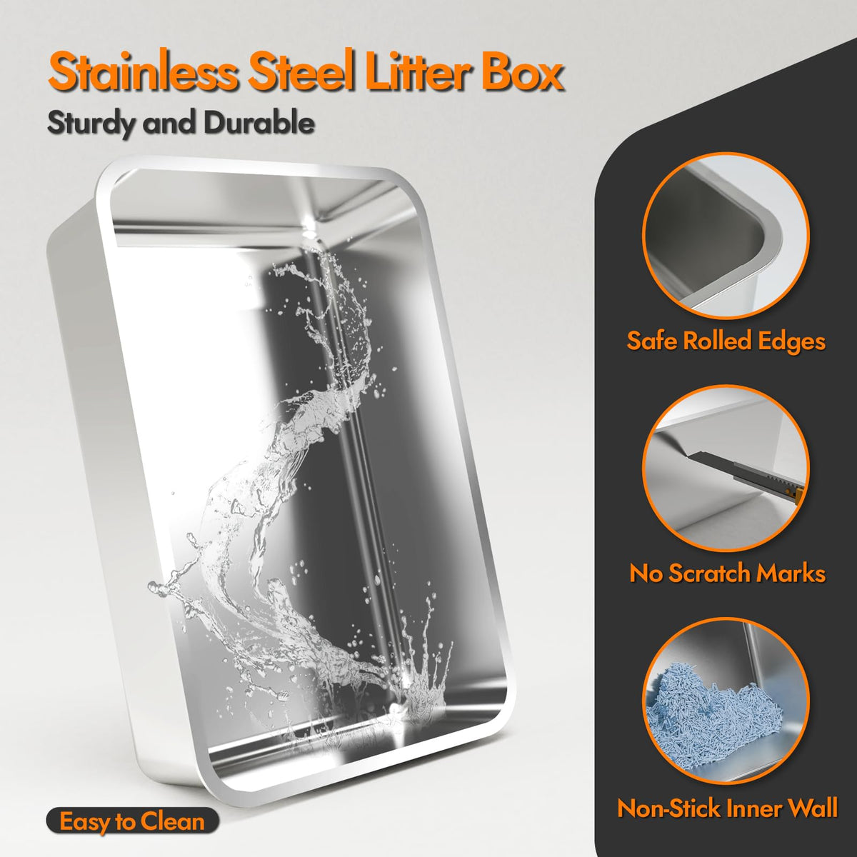 Stainless Steel Cat Litter Box with Lid L62552