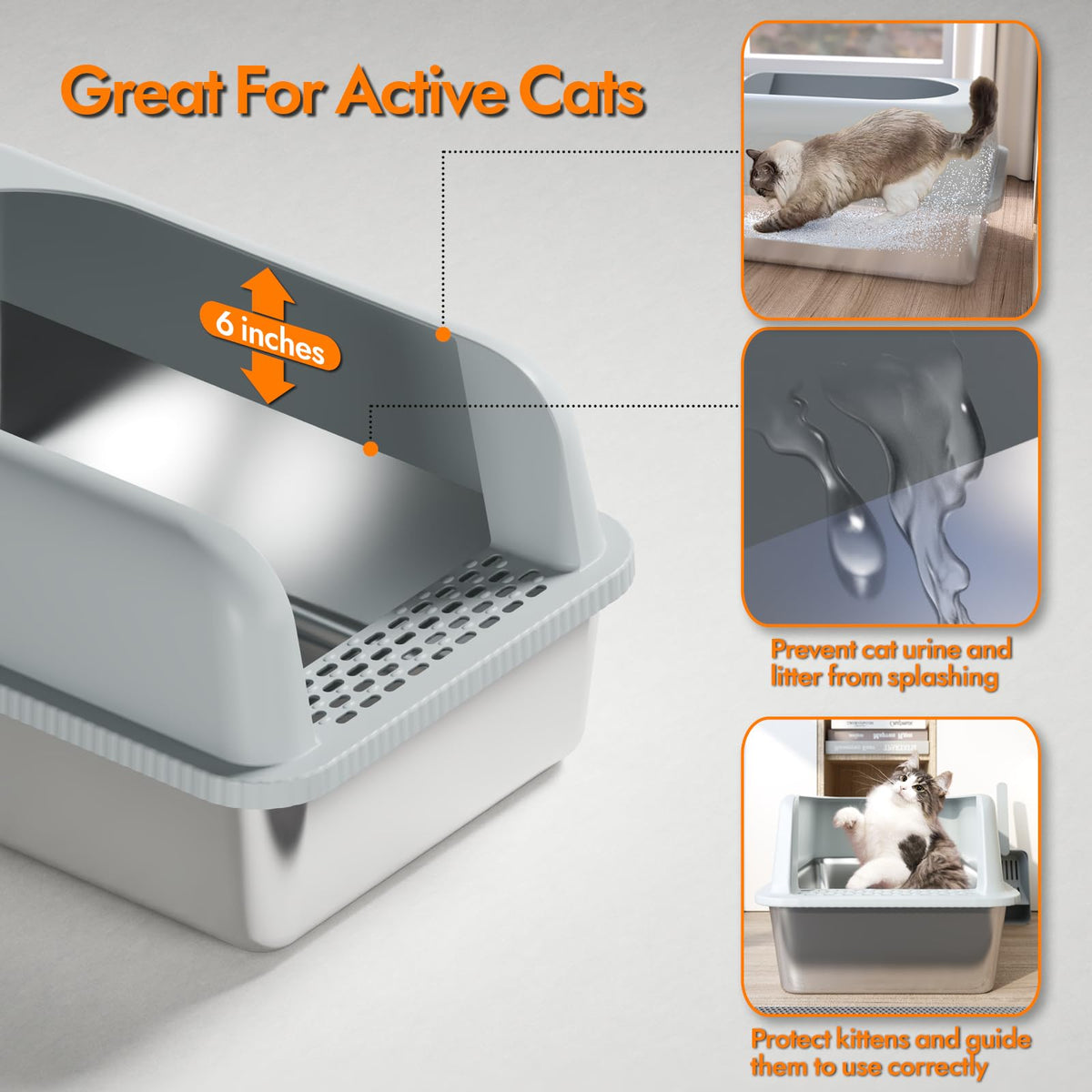 Stainless Steel Cat Litter Box with Lid L62552