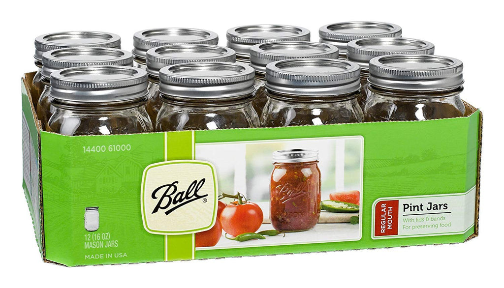 16 oz Regular Mouth Mason Jar with Lids and Bands (12 Units) M490