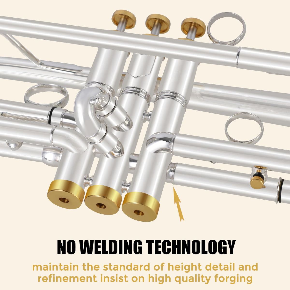 Bb Trumpet Brass Instruments Set with 7C Mouthpiece, Cloth and Gloves Q36770