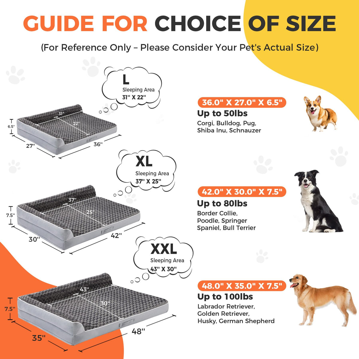 XL Orthopedic Dog Bed Grey I58414