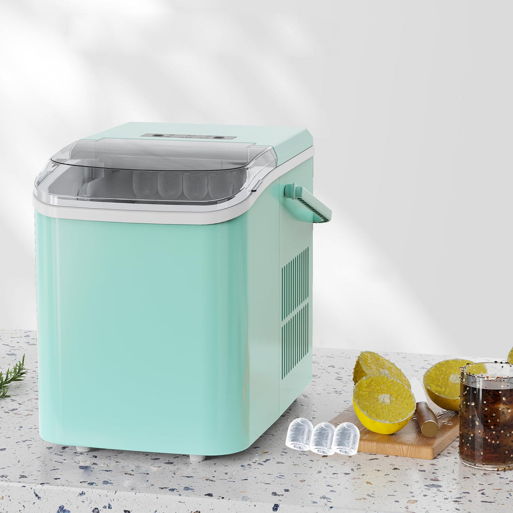 Countertop Ice Maker Machine with Handle, Self-Cleaning, 2 Sizes Bullet Ice, Black G3553