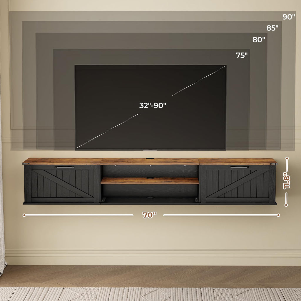 70" Black Floating TV Stand G502540