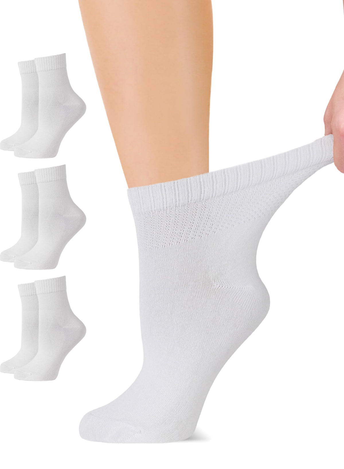 Loose Fit Seamless Rayon Bamboo Ankle Socks 3 Pairs V744992