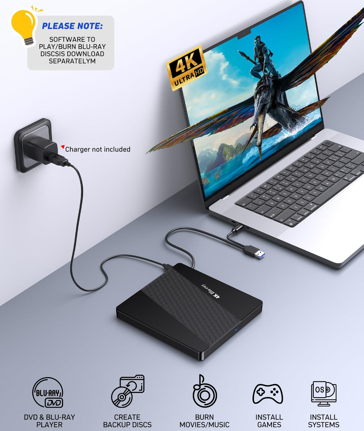 4k Blu Ray Drive with Carry Case Z85925