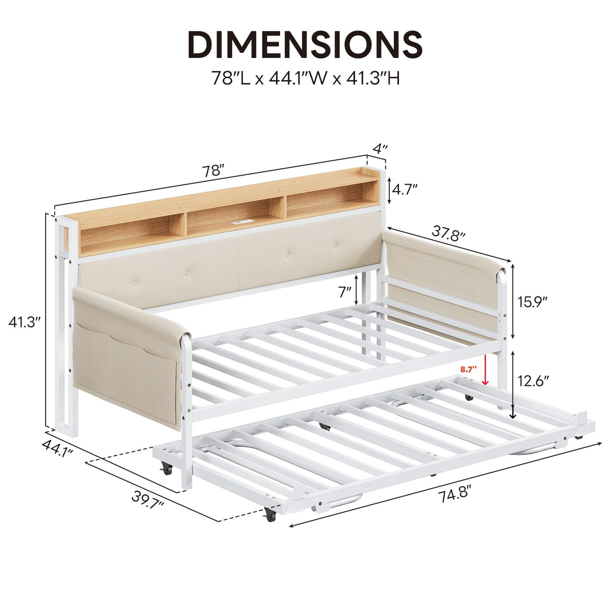 White Daybed with Trundle T98223