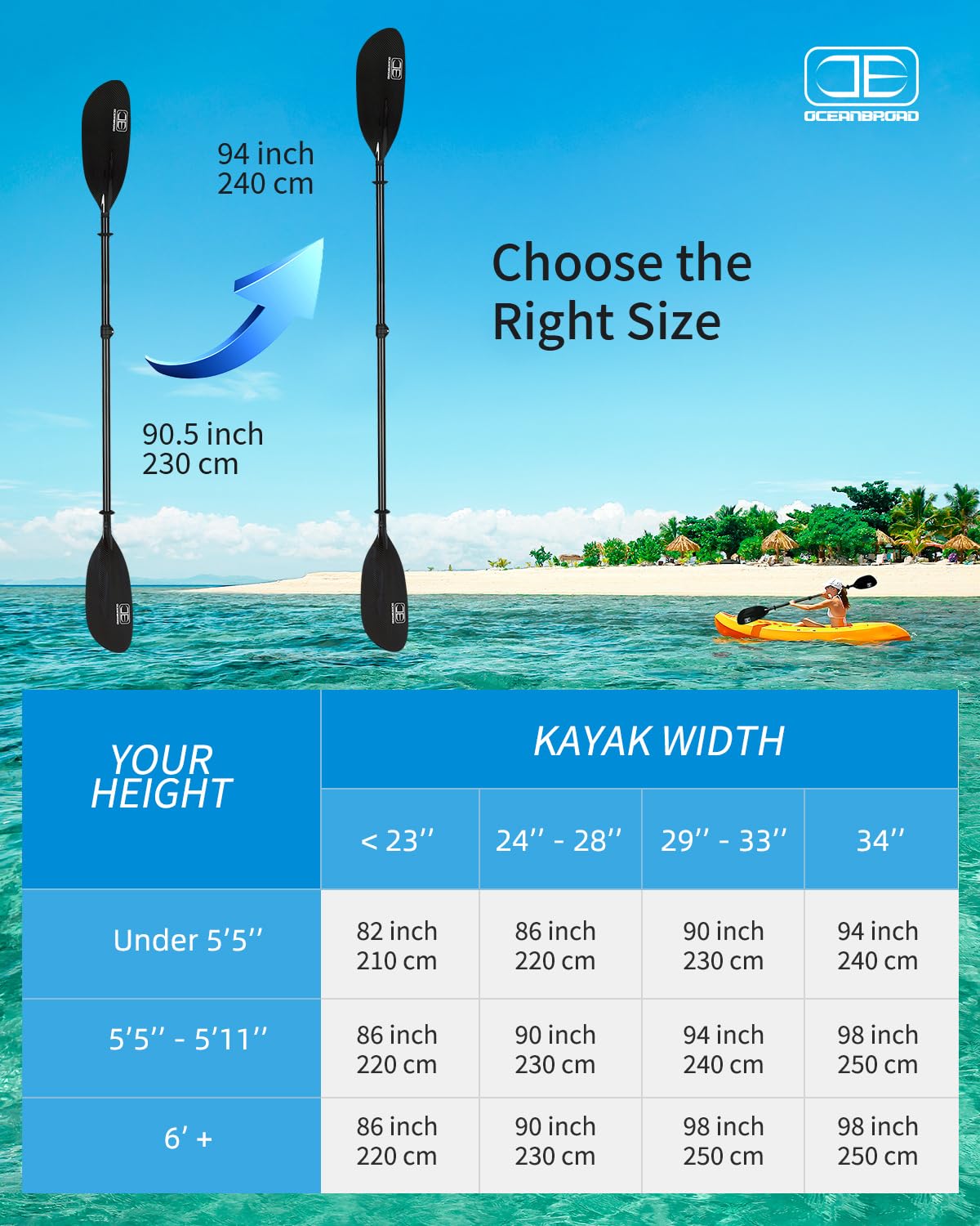 Full Carbon Fiber Adjustable Kayak Paddle A546