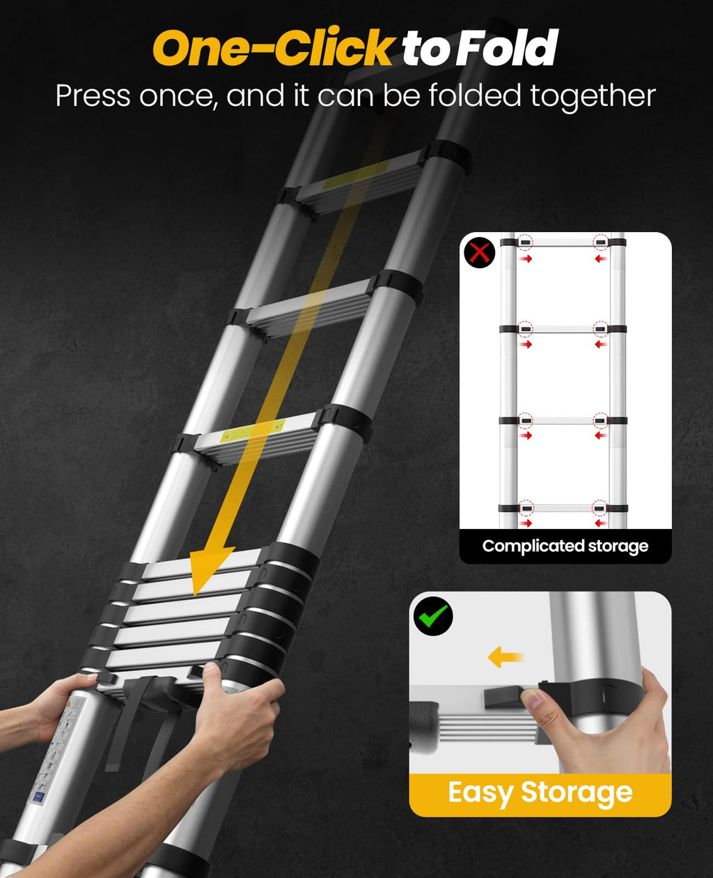15.8FT Aluminum Telescoping Ladder 330LBS Capacity O181