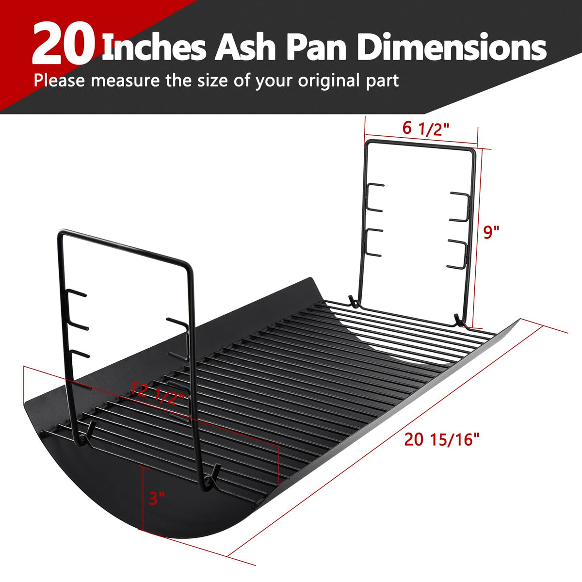 20 Inch Ash Pan Drip Pan for Charcoal Grill with 2pcs Fire Grate Hanger F15079