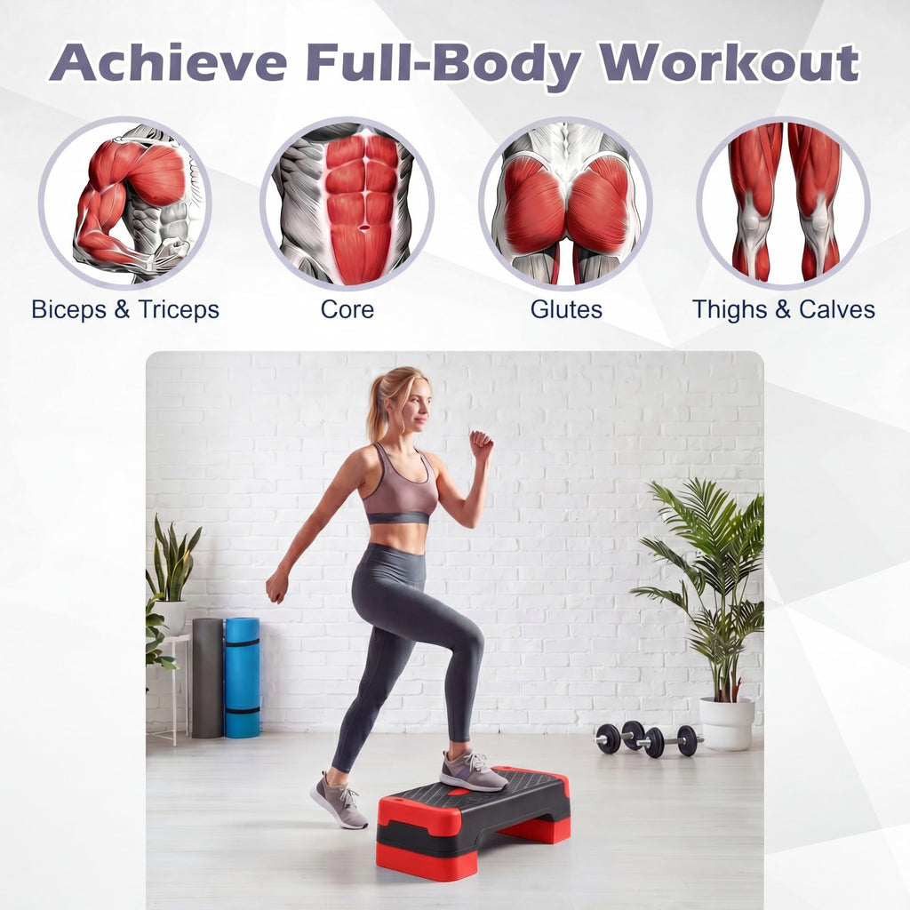 Aerobic Step Platform with Risers & Resistance Bands P9350