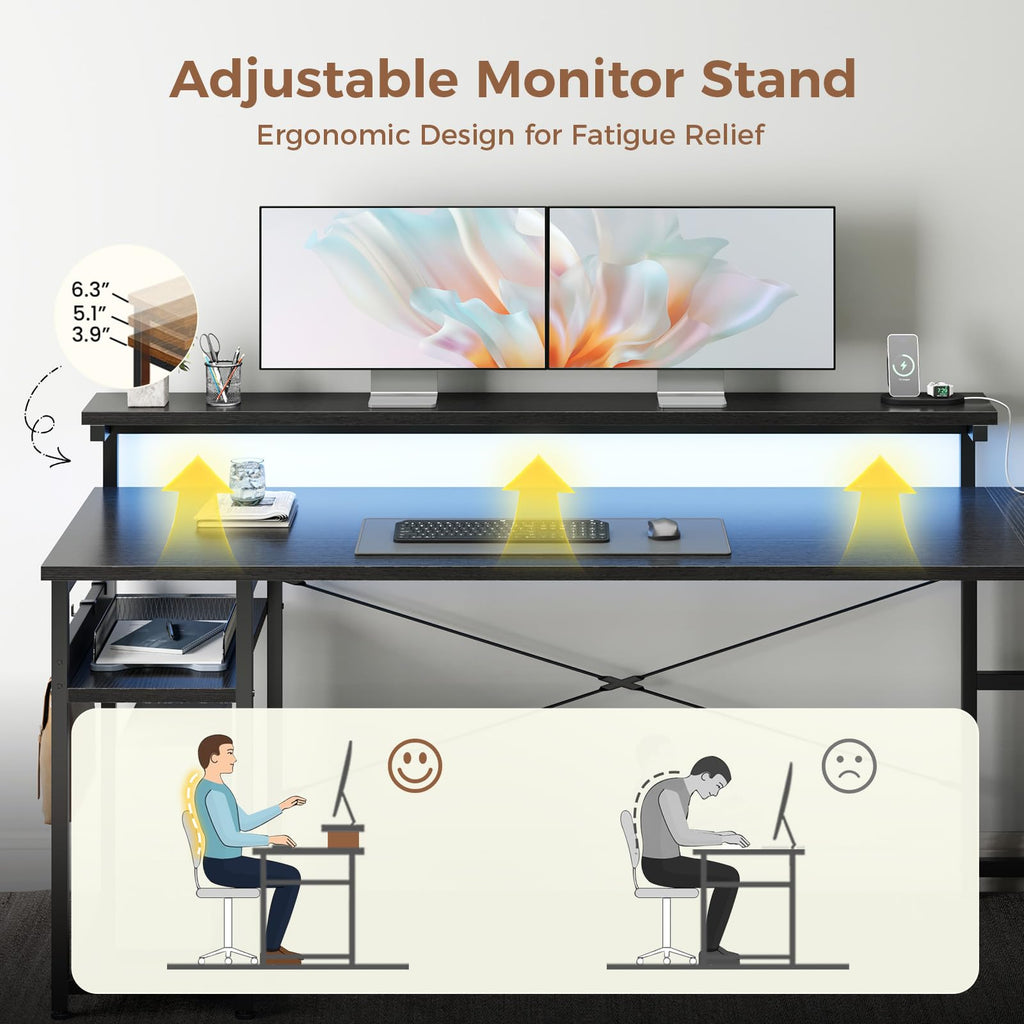 61 Inch L Shaped Computer Desk with 4 Drawers Z5922