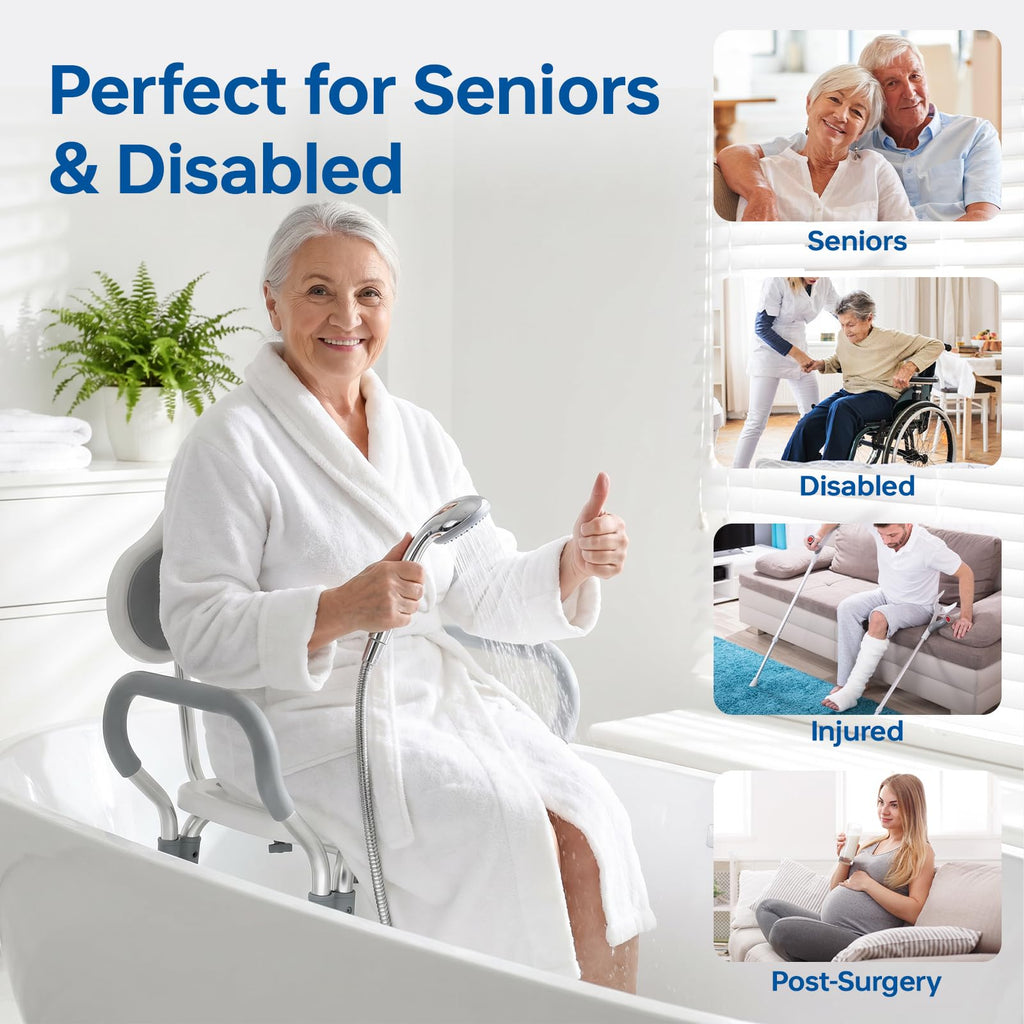 Adjustable Grey Shower Chair with Suction Feet U51674
