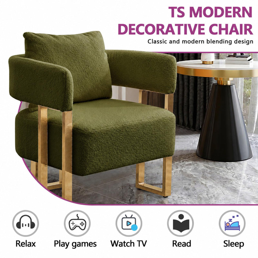 Velvet Upholstered Accent Chairs Set of 2 with Golden Metal Legs L880571