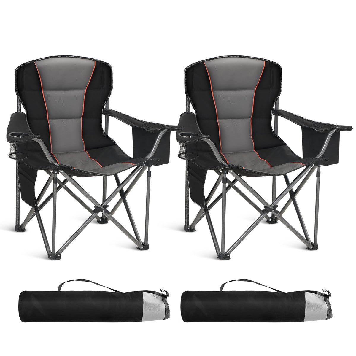 Oversized Folding Camping Chairs 2 Pack Black C618
