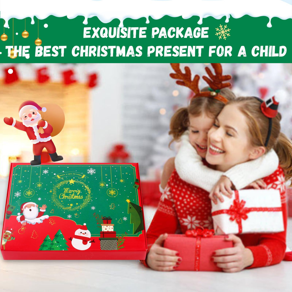 Felt Christmas Tree for Toddlers, 3.2ft Wall Hanging DIY Xmas Decorations with String Light G40331