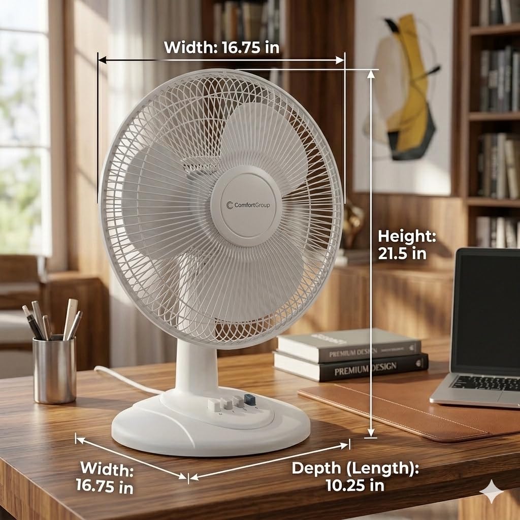 16 inch 3 Speed Oscillating Table Fan D4873