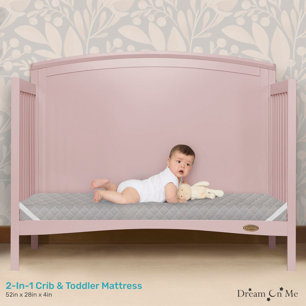 4” Firm Fiber Crib & Toddler Bed Mattress, Dual-Sided, Waterproof, Grey Embossed Vinyl Cover X584