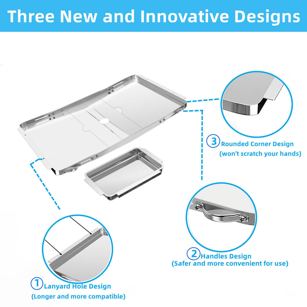 Adjustable Stainless Steel Grill Grease Tray with Catch Pan Y91871