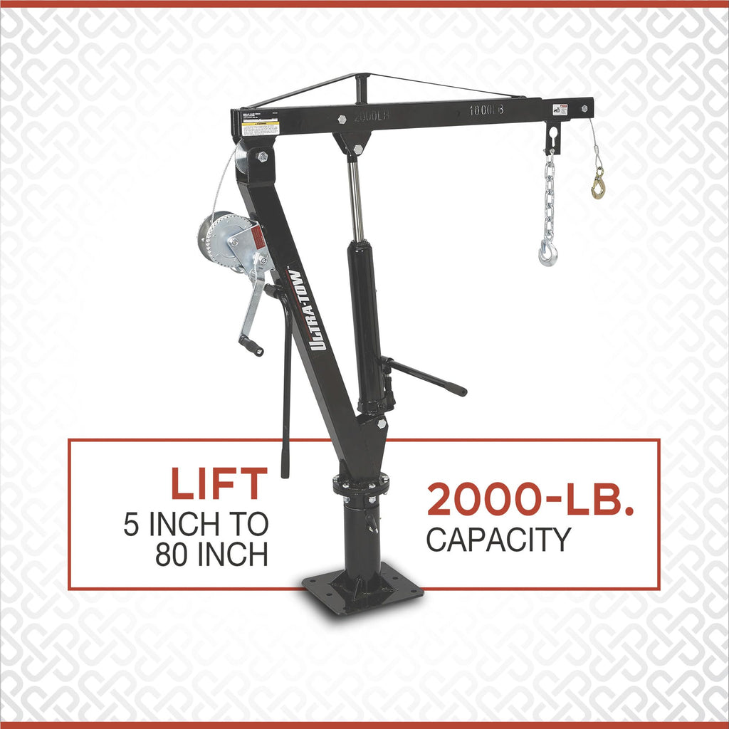 Hydraulic Pickup Truck Crane with Hand Winch 2000-Lb. Capacity J798