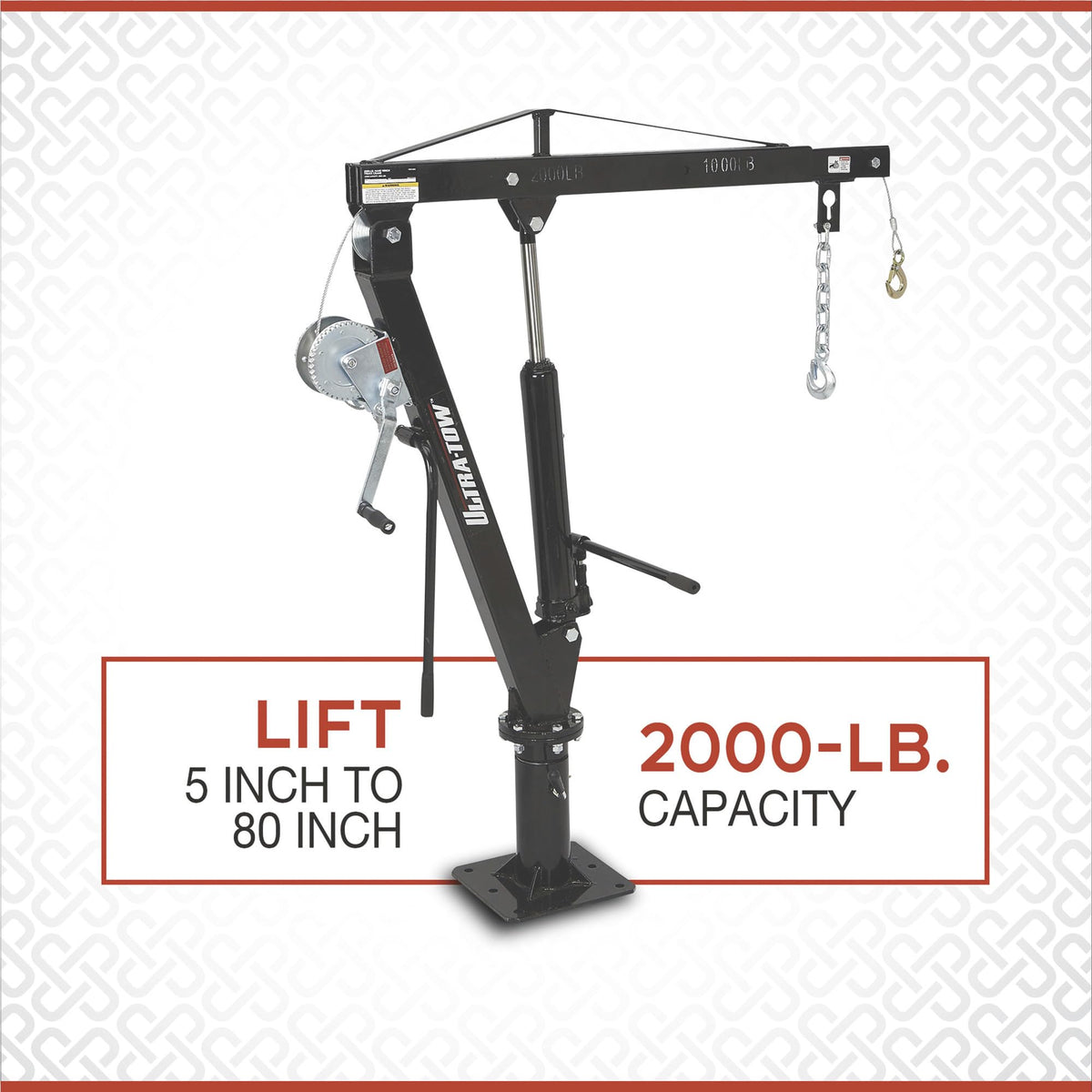Hydraulic Pickup Truck Crane with Hand Winch 2000-Lb. Capacity J798