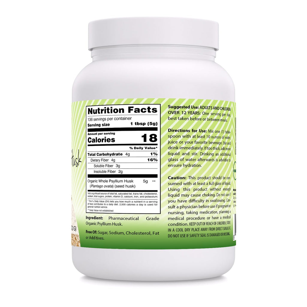 Organic Whole Psyllium Husk Powder 24 Oz V3478