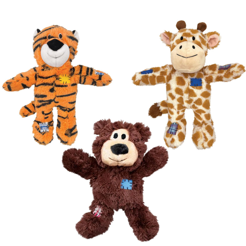 3 Pack Durable Plush Dog Toys with Knotted Rope & Squeaker M87838