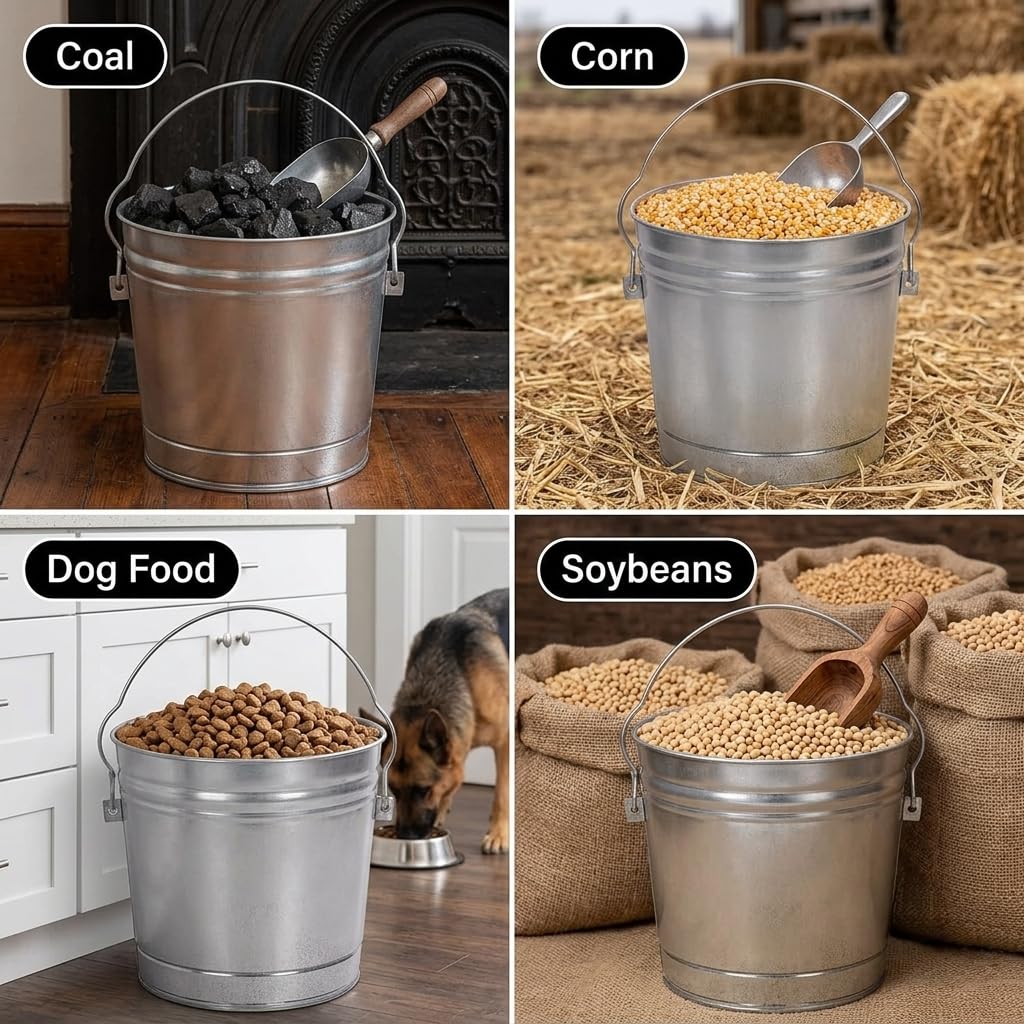 6 Gallon Galvanized Metal Trash Can with Locking Lid D577401