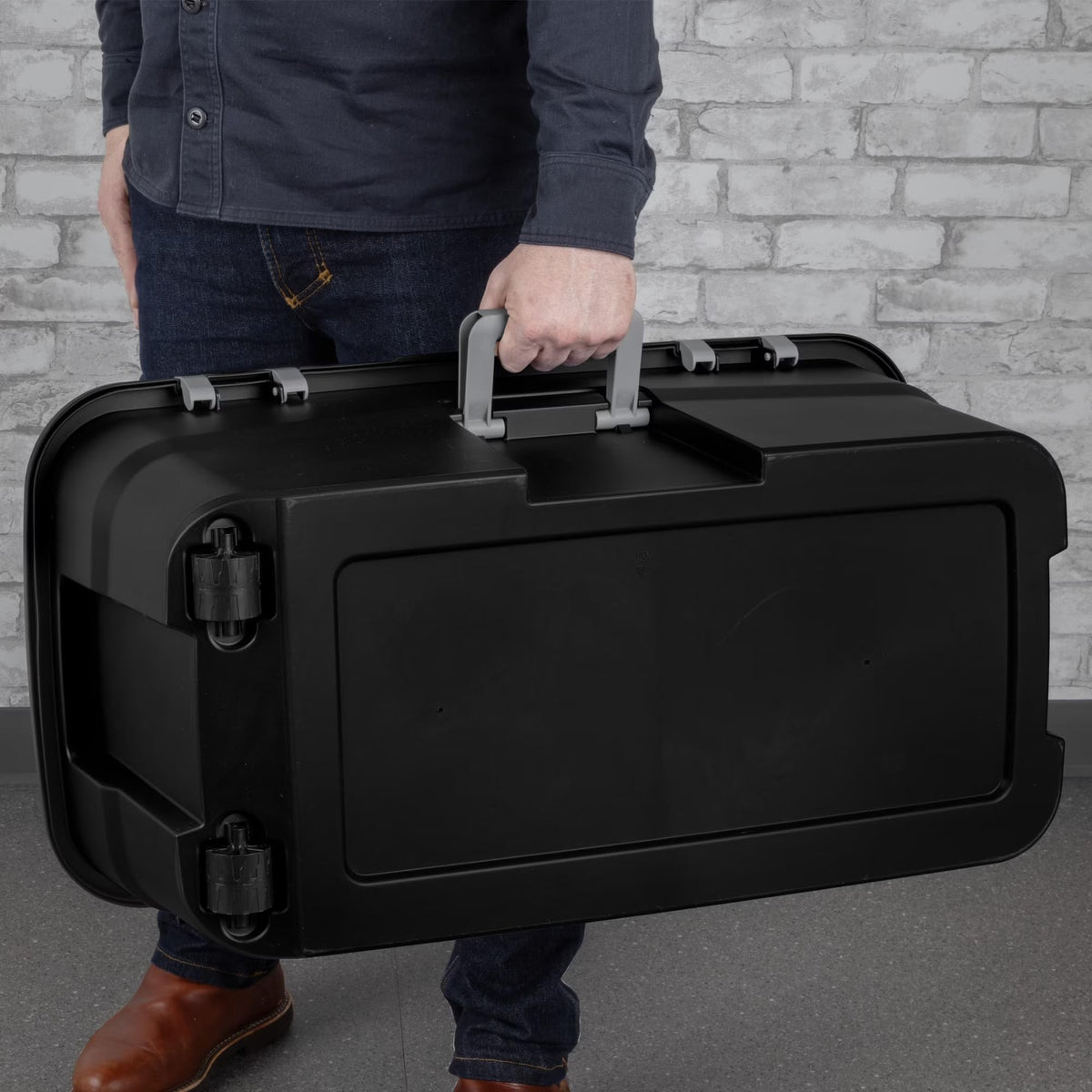 22 Gallon Black Wheeled Plastic Storage Trunk with Lids O7409