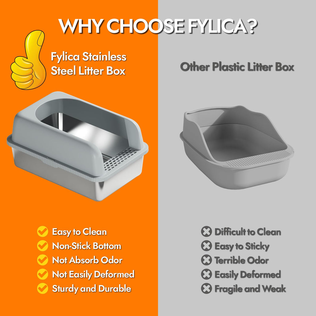 Stainless Steel Cat Litter Box with Lid L62552